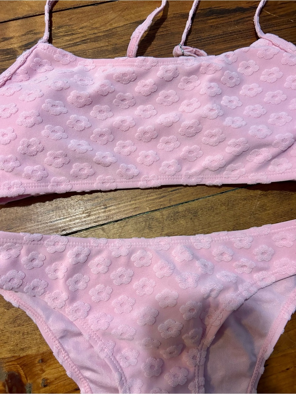 Pink Floral Textured Bikini Set - Picture 2 of 6